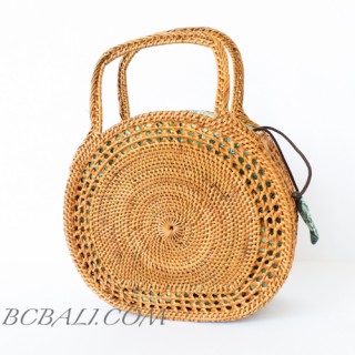 Rattan Handbag Moon Shape Filigree desaign handwoven